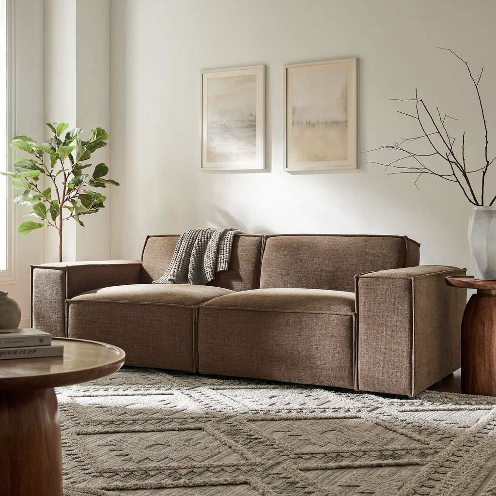 Restore 2-Piece Performance Fabric Upholstered Modular Loveseat - Mocha (Chair, Chair)