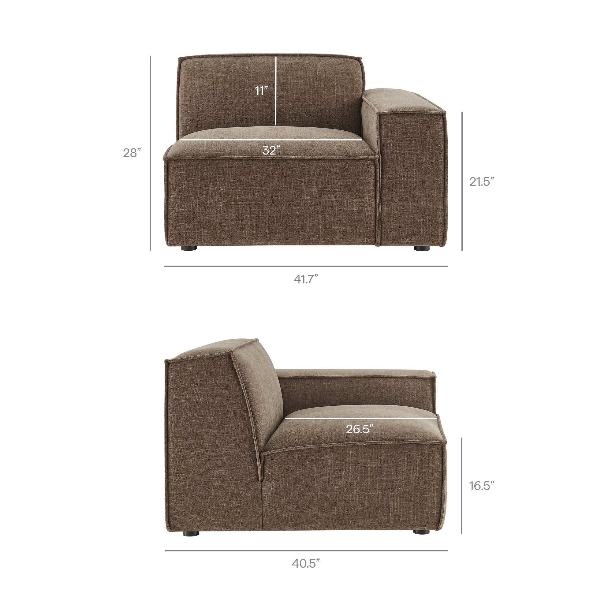 Restore 2-Piece Performance Fabric Upholstered Modular Loveseat - Mocha (Chair, Chair)