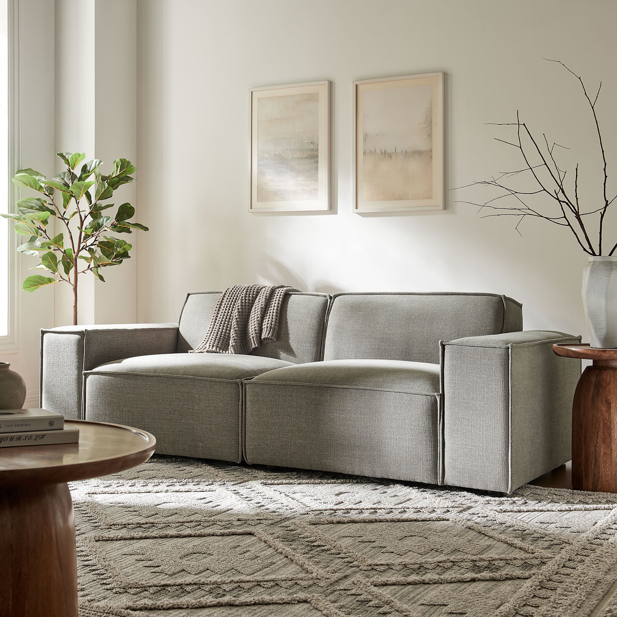Restore 2-Piece Performance Fabric Upholstered Modular Loveseat - Pewter (Chair, Chair)