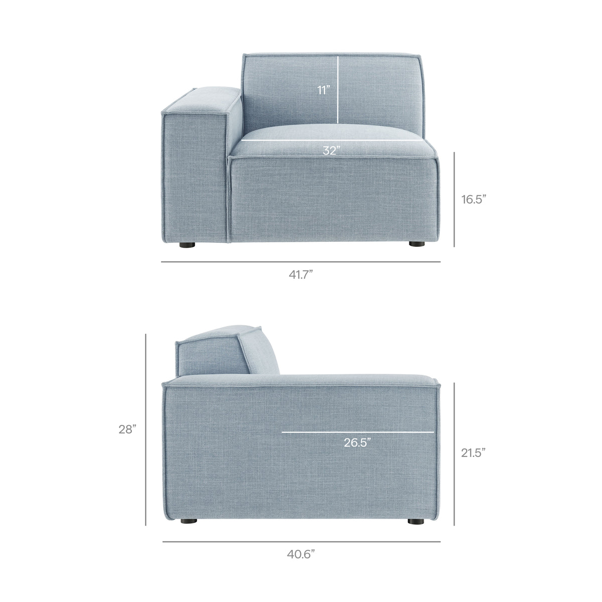 Restore 2-Piece Performance Fabric Upholstered Modular Loveseat - Sky Blue