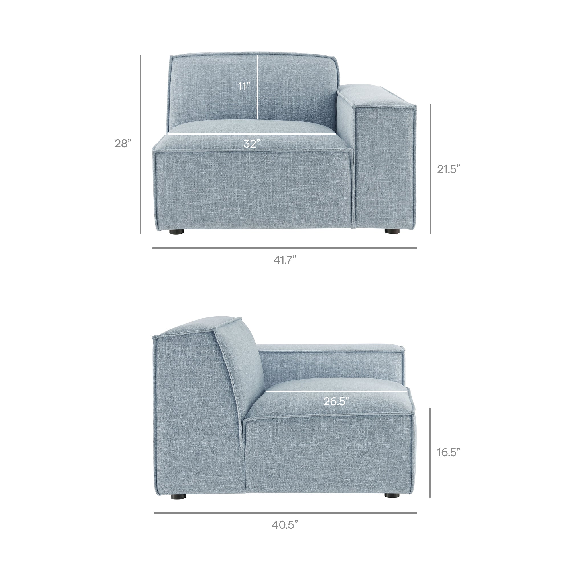 Restore 2-Piece Performance Fabric Upholstered Modular Loveseat - Sky Blue