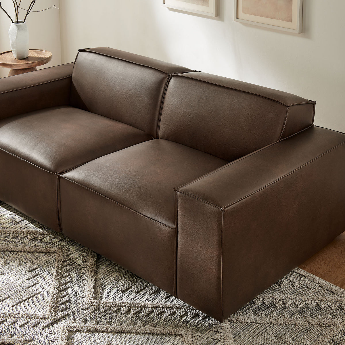 Restore 2-Piece Vegan Leather Modular Loveseat - Espresso (Chair, Chair)