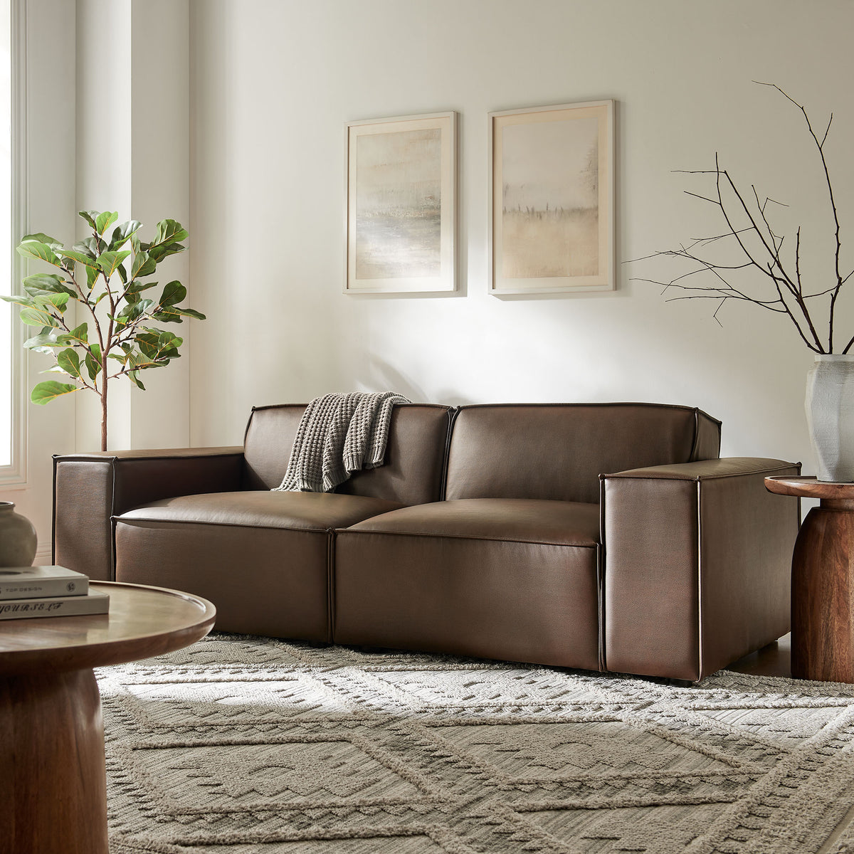 Restore 2-Piece Vegan Leather Modular Loveseat - Espresso (Chair, Chair)