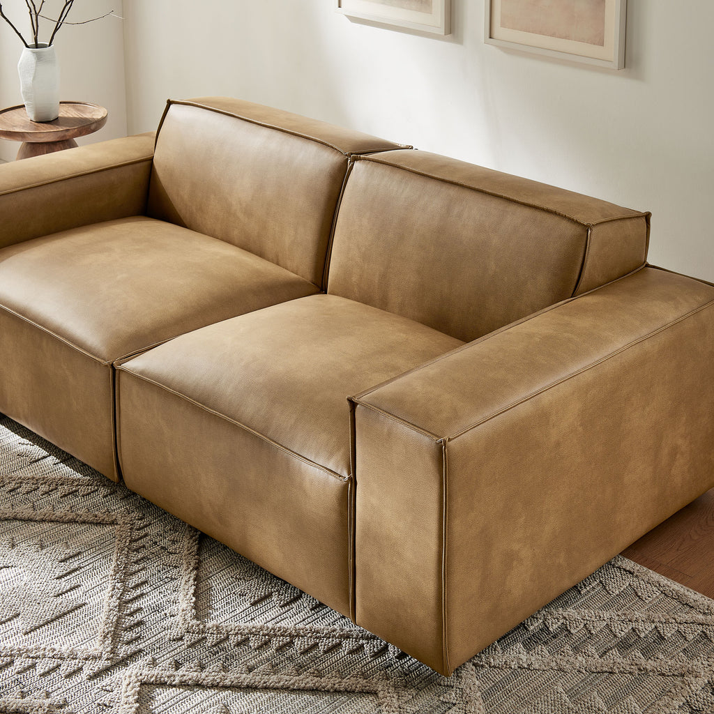 Restore 2-Piece Vegan Leather Modular Loveseat - Toast (Chair, Chair)