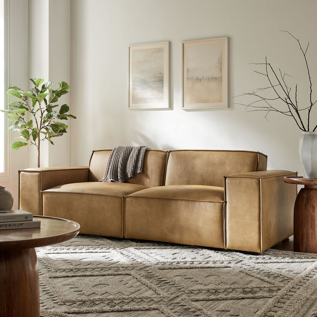 Restore 2-Piece Vegan Leather Modular Loveseat - Toast (Chair, Chair)
