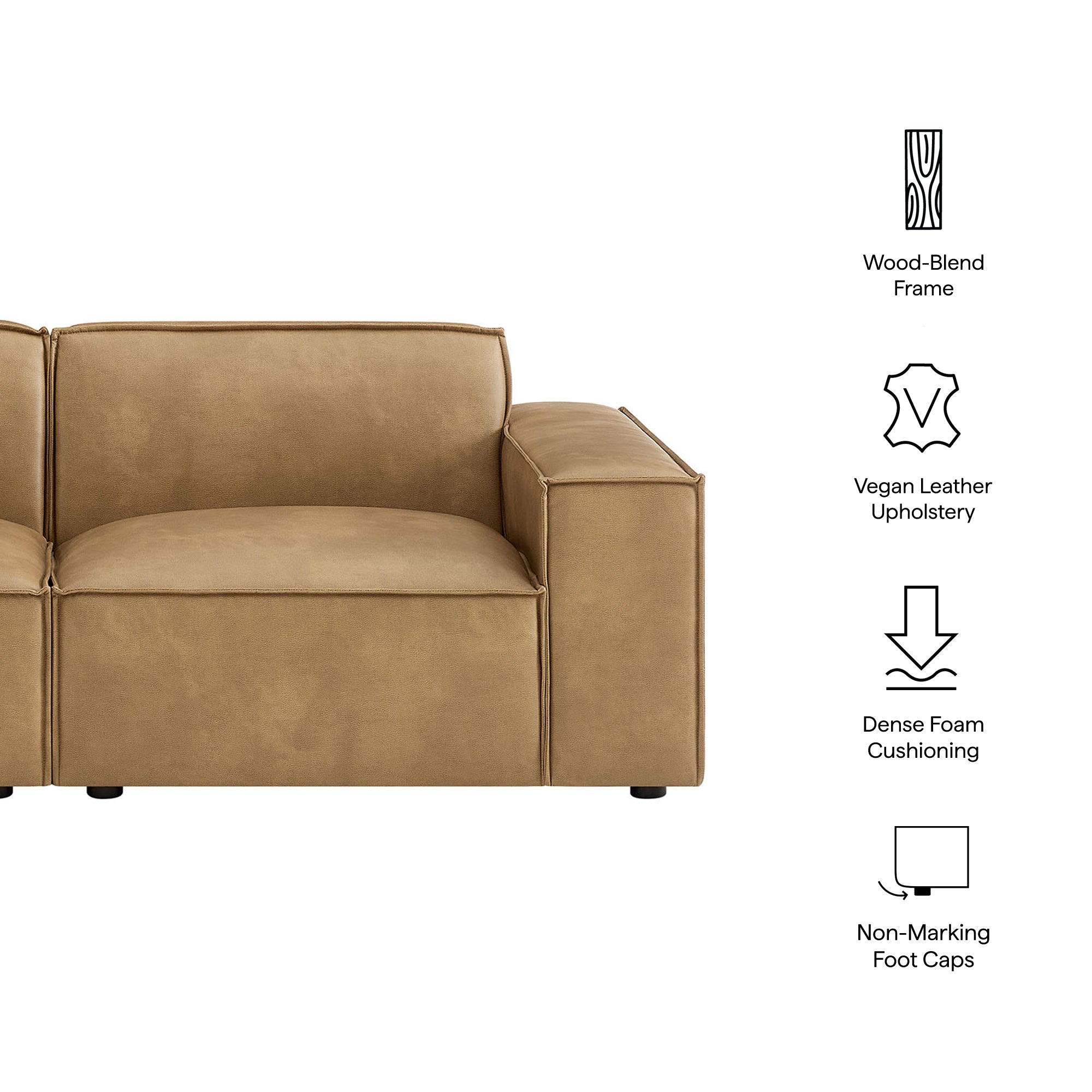 Restore 2-Piece Vegan Leather Modular Loveseat - Toast (Chair, Chair)