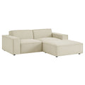 Restore 3-Piece Performance Fabric Upholstered Modular Loveseat with Ottoman - Ecru