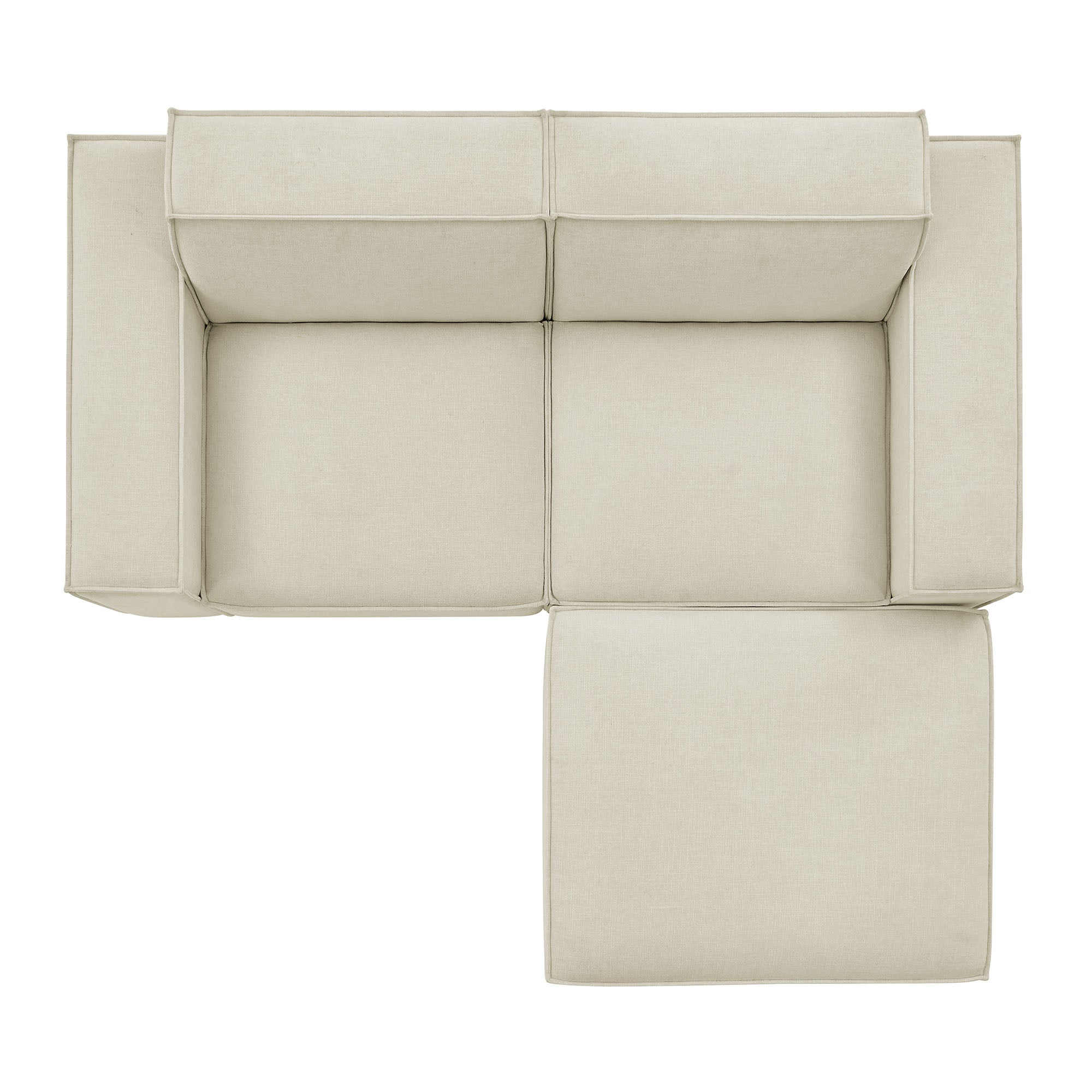 Restore 3-Piece Performance Fabric Upholstered Modular Loveseat with Ottoman - Ecru