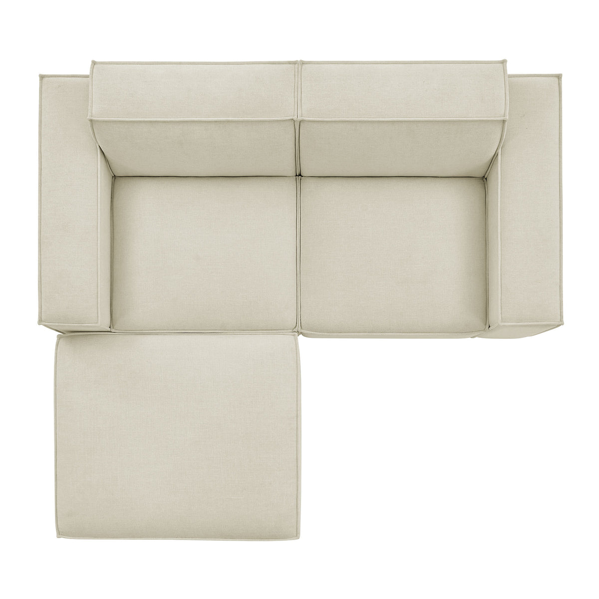 Restore 3-Piece Performance Fabric Upholstered Modular Loveseat with Ottoman - Ecru