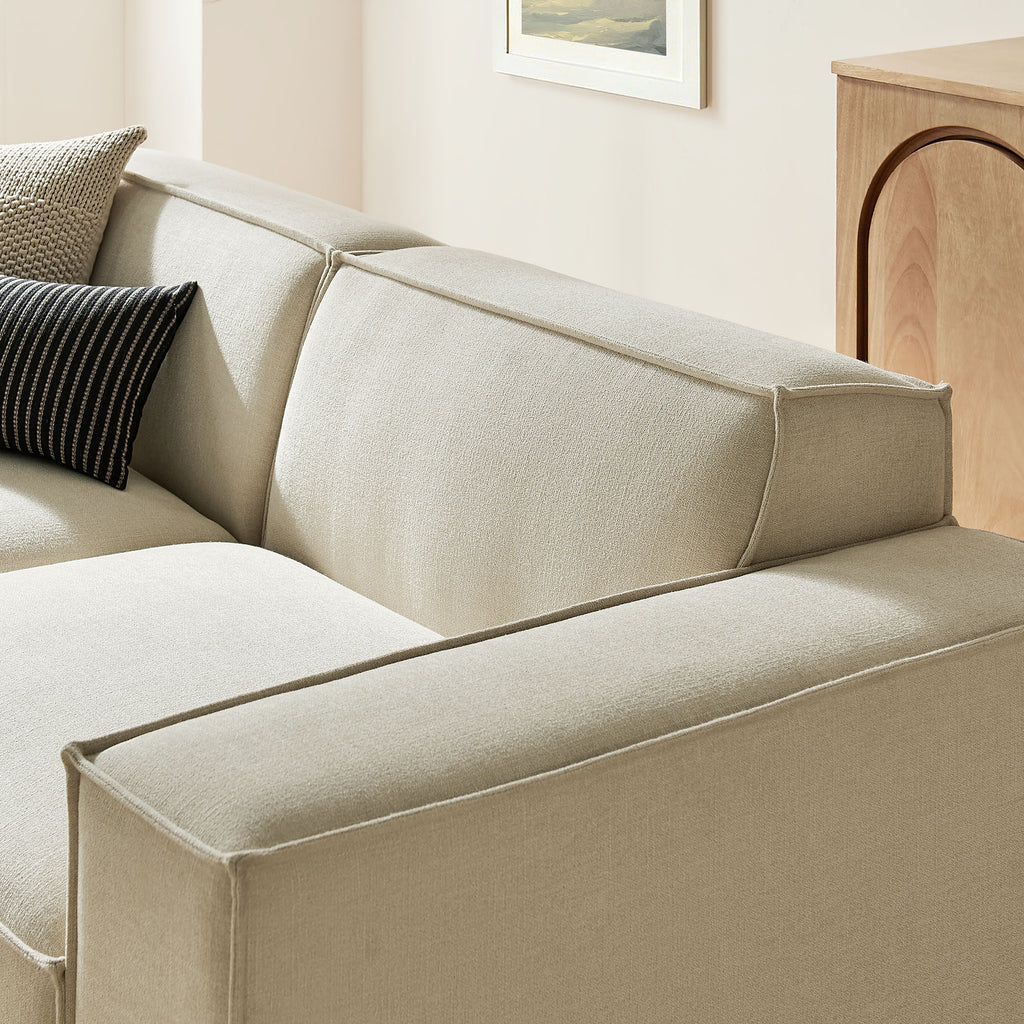 Restore 3-Piece Performance Fabric Upholstered Modular Loveseat with Ottoman - Ecru