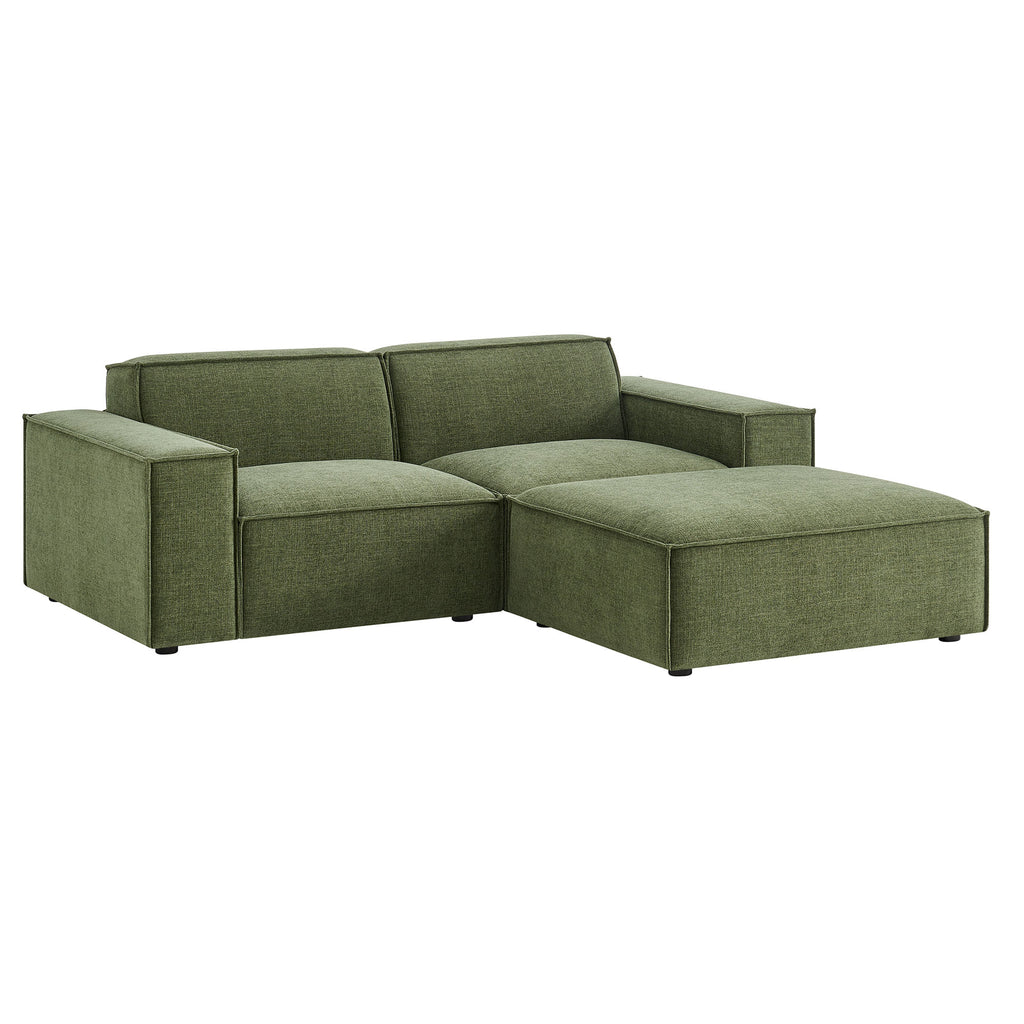 Restore 3-Piece Performance Fabric Upholstered Modular Loveseat with Ottoman - Foliage