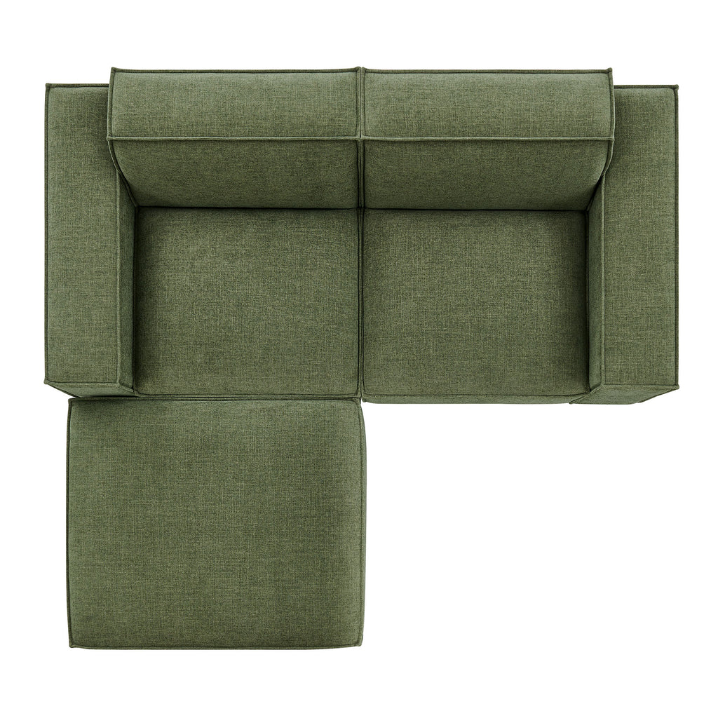 Restore 3-Piece Performance Fabric Upholstered Modular Loveseat with Ottoman - Foliage