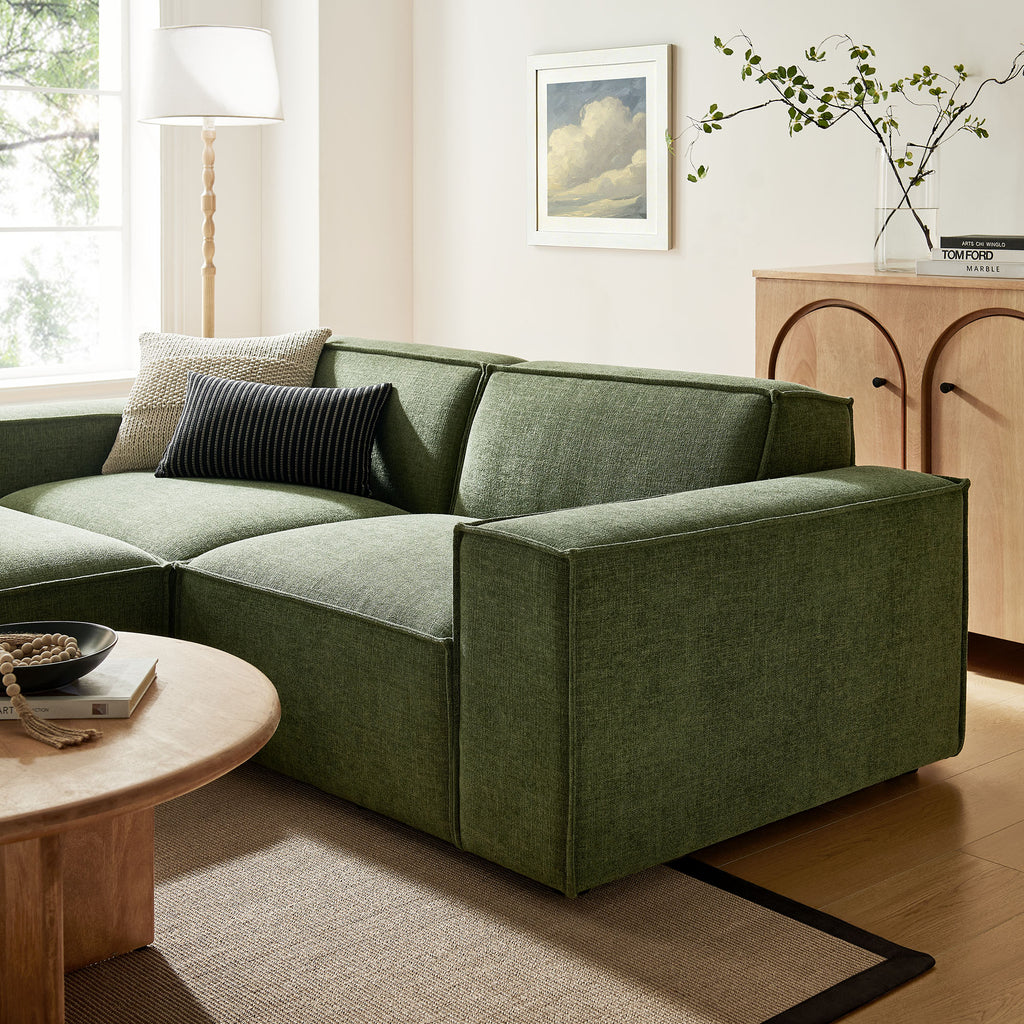 Restore 3-Piece Performance Fabric Upholstered Modular Loveseat with Ottoman - Foliage