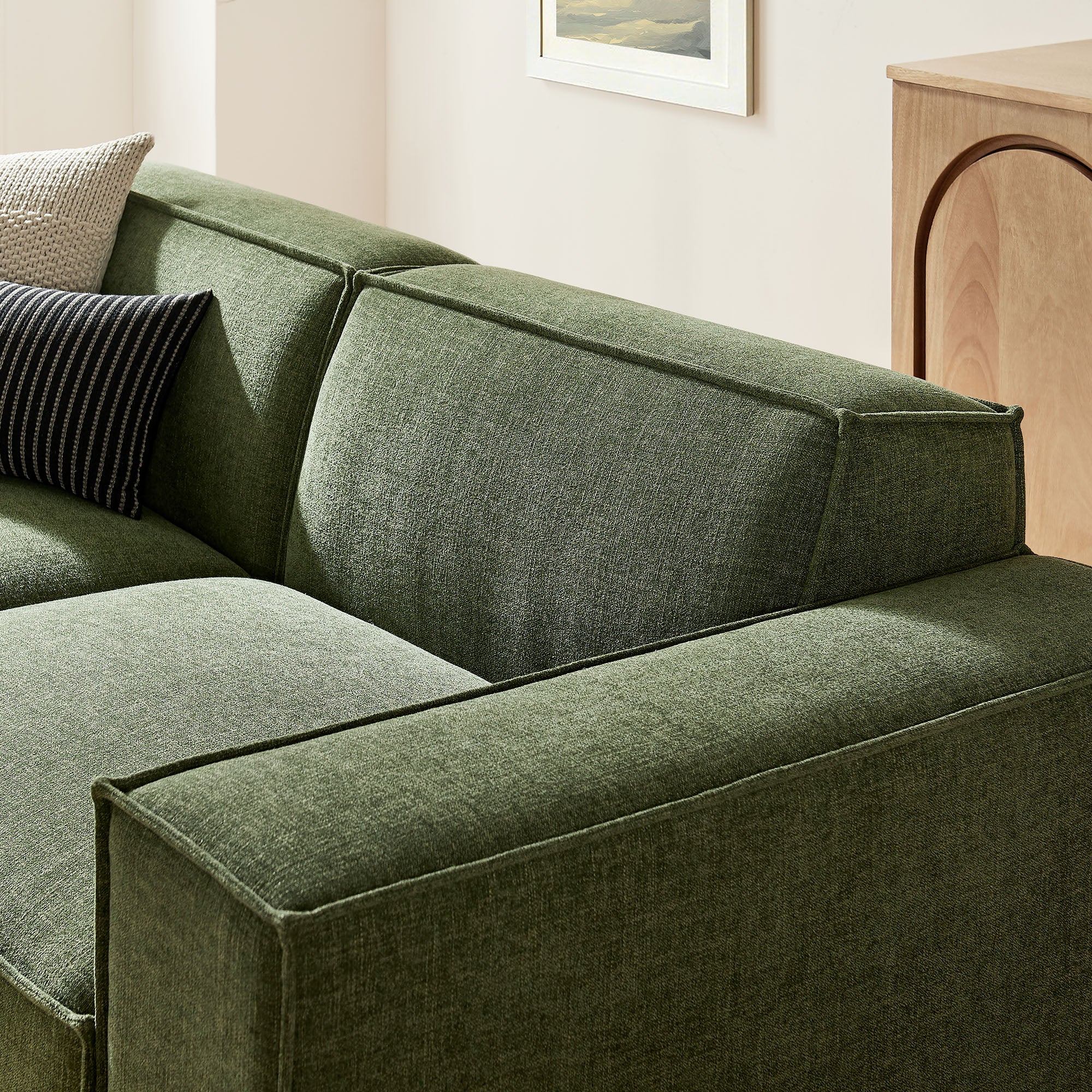Restore 3-Piece Performance Fabric Upholstered Modular Loveseat with Ottoman - Foliage