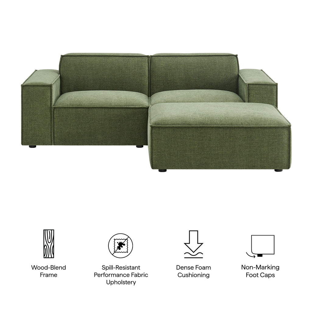 Restore 3-Piece Performance Fabric Upholstered Modular Loveseat with Ottoman - Foliage