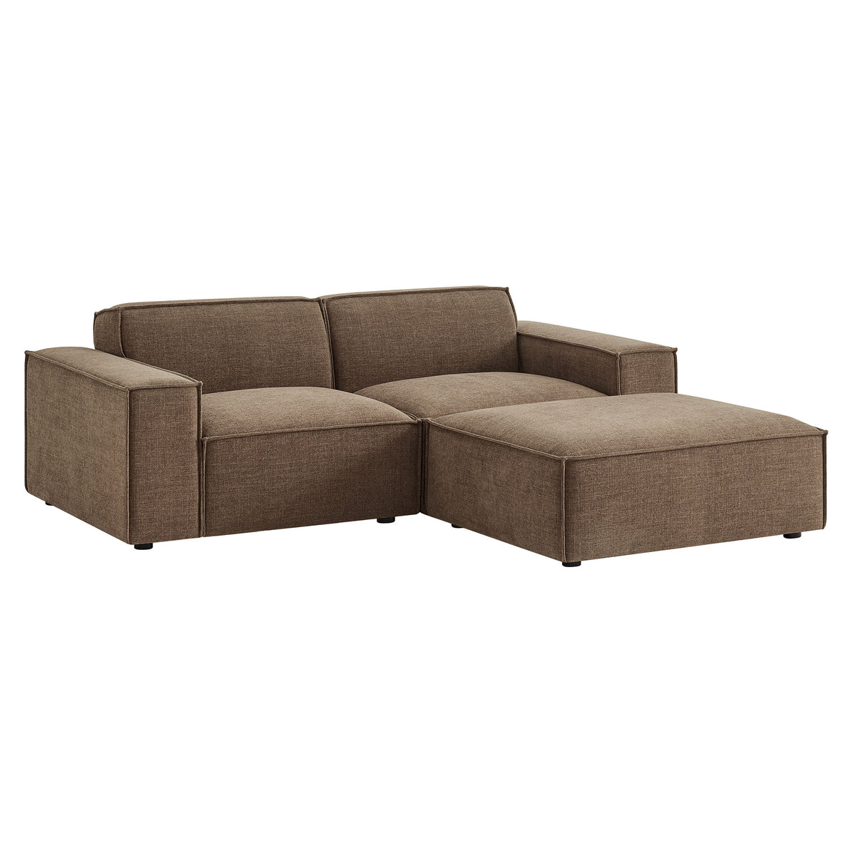 Restore 3-Piece Performance Fabric Upholstered Modular Loveseat with Ottoman - Mocha