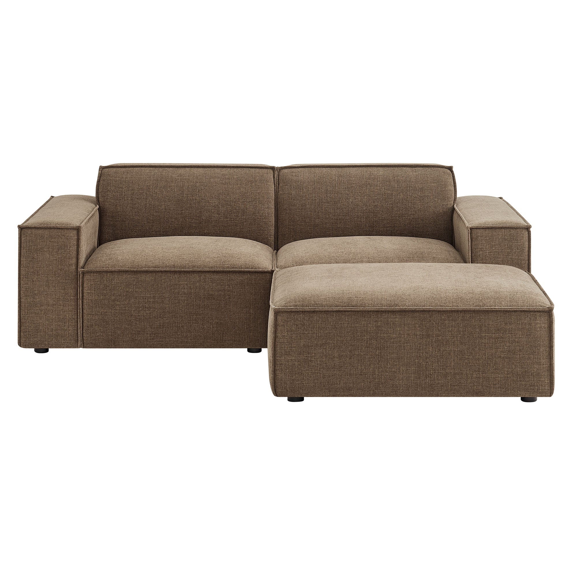 Restore 3-Piece Performance Fabric Upholstered Modular Loveseat with Ottoman - Mocha
