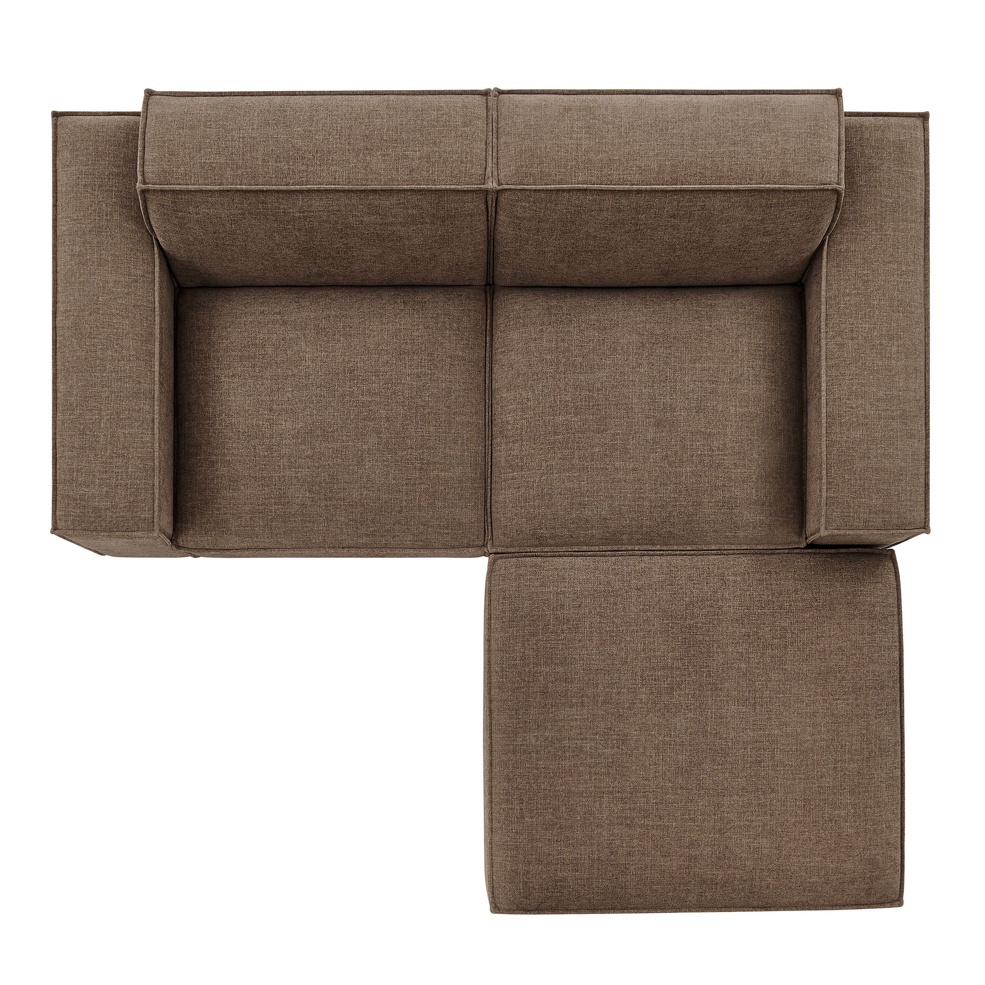 Restore 3-Piece Performance Fabric Upholstered Modular Loveseat with Ottoman - Mocha