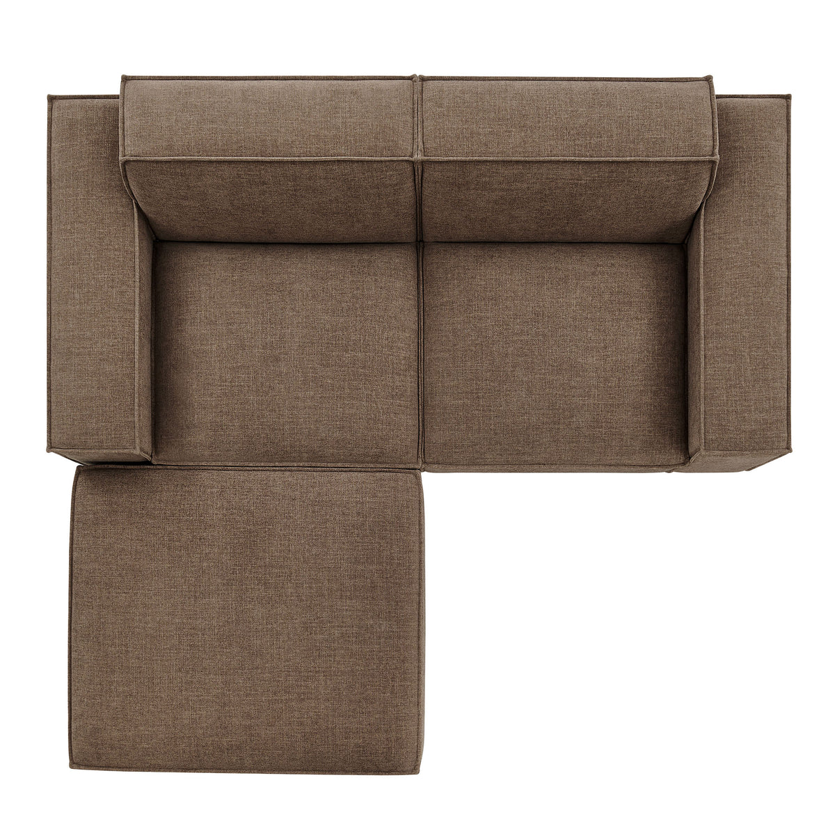 Restore 3-Piece Performance Fabric Upholstered Modular Loveseat with Ottoman - Mocha