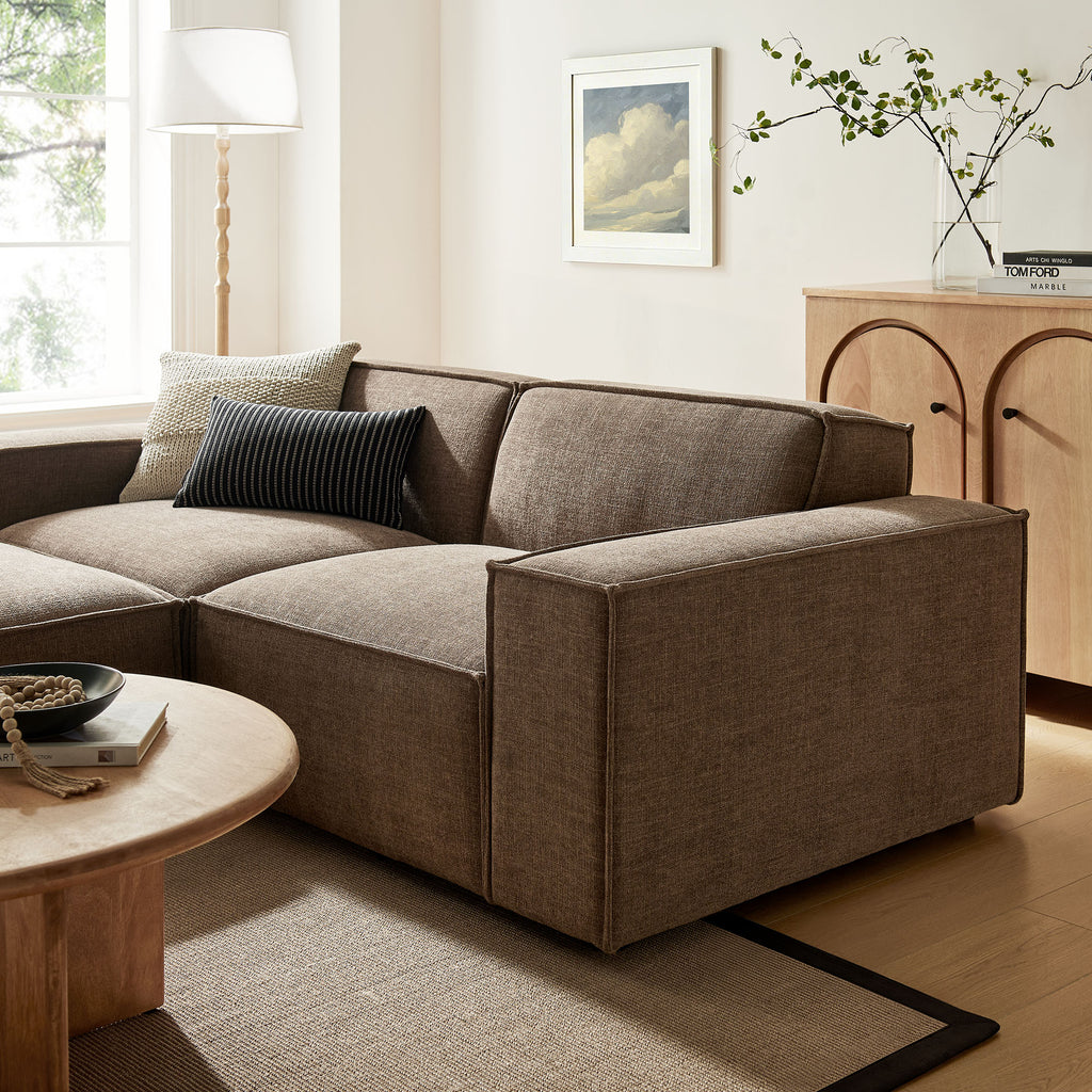 Restore 3-Piece Performance Fabric Upholstered Modular Loveseat with Ottoman - Mocha