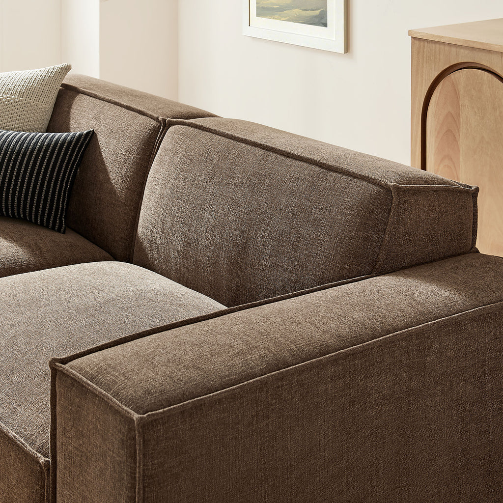 Restore 3-Piece Performance Fabric Upholstered Modular Loveseat with Ottoman - Mocha
