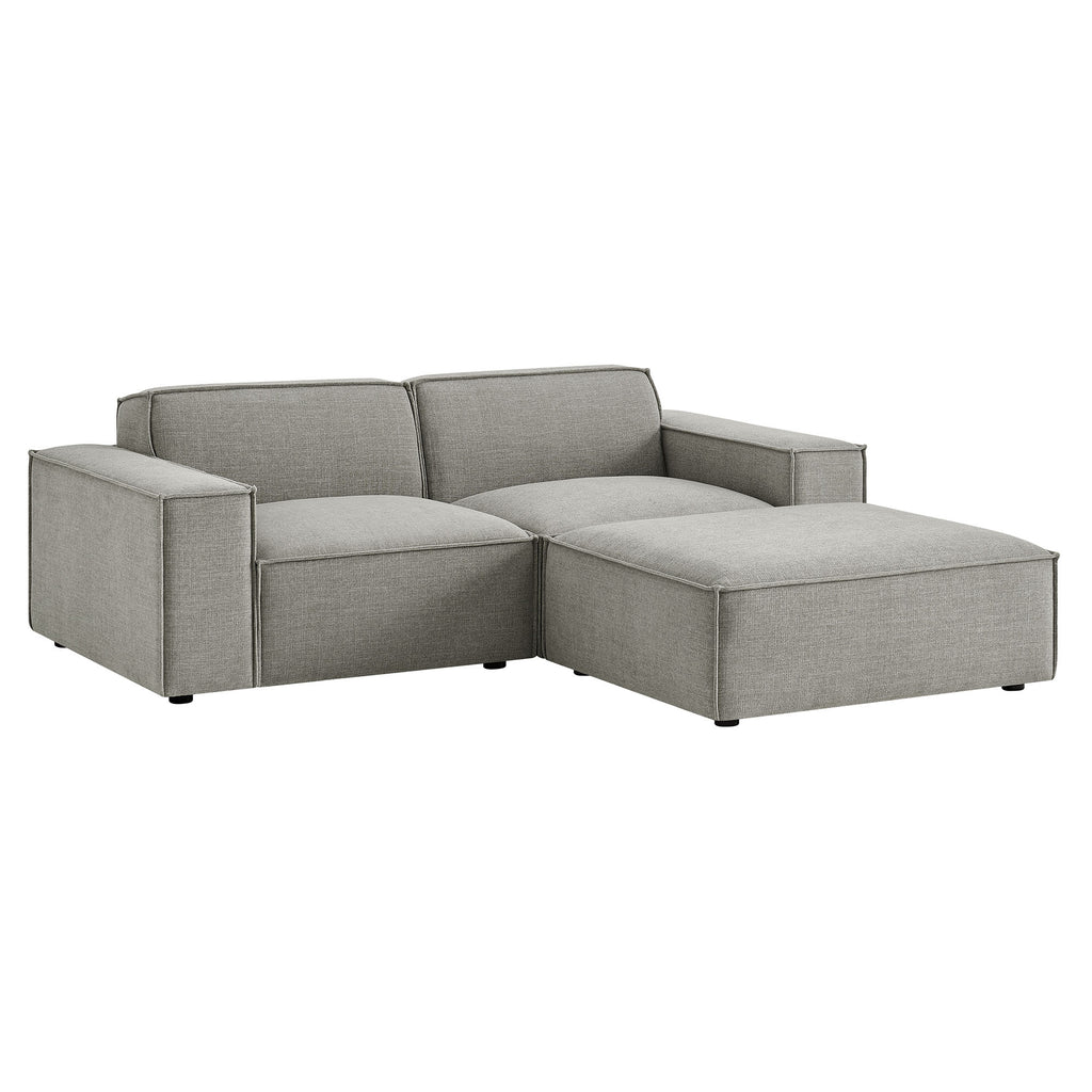 Restore 3-Piece Performance Fabric Upholstered Modular Loveseat with Ottoman - Pewter