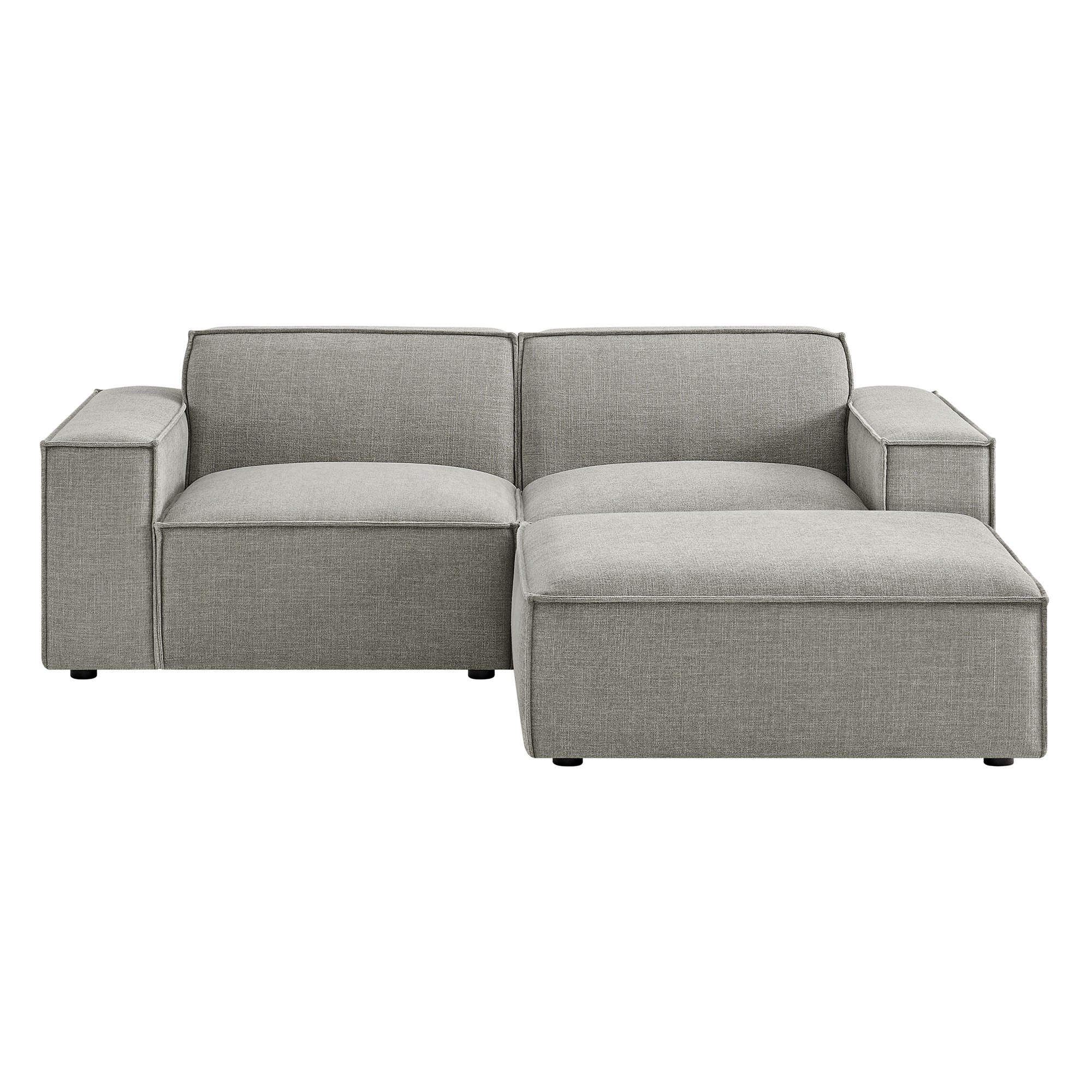 Restore 3-Piece Performance Fabric Upholstered Modular Loveseat with Ottoman - Pewter