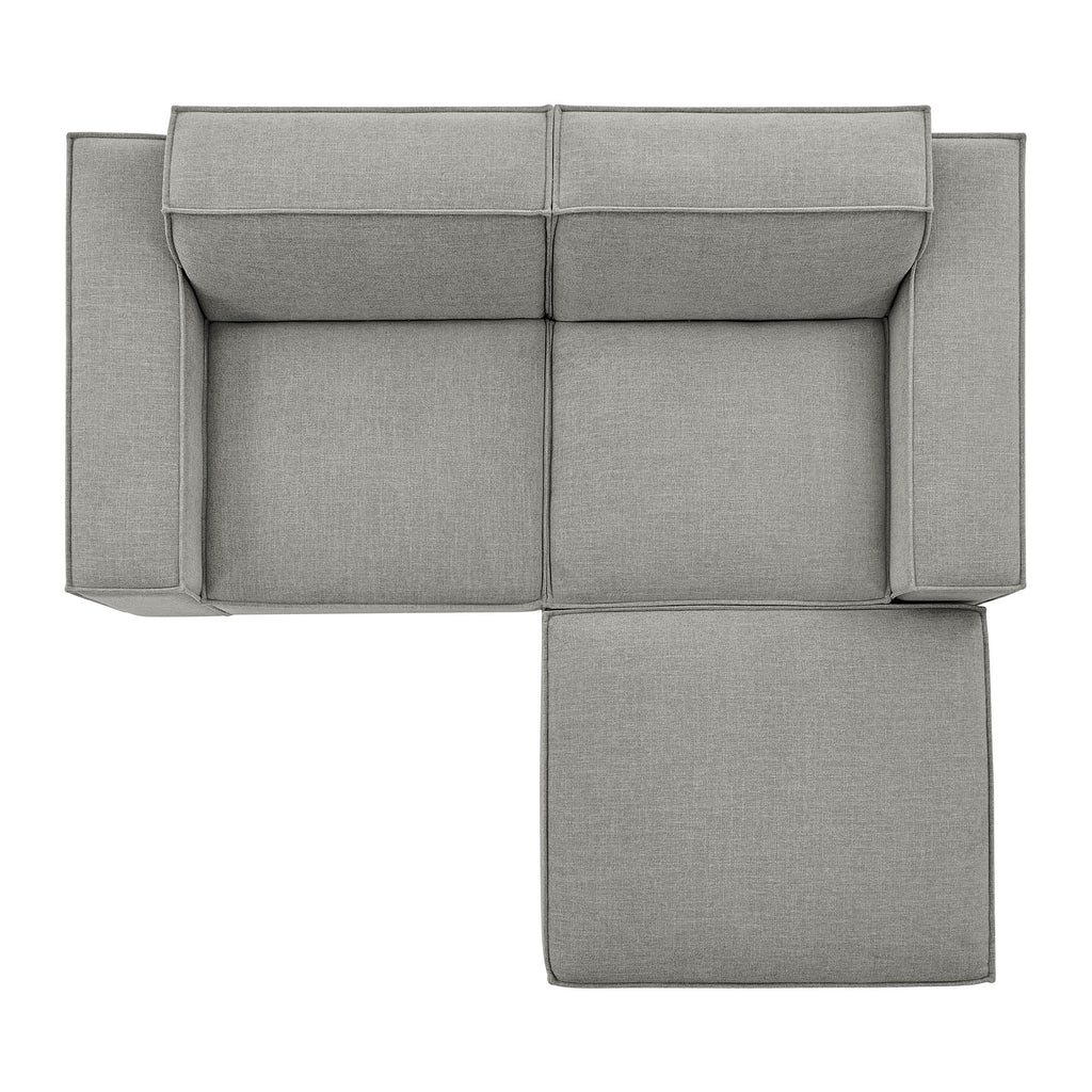 Restore 3-Piece Performance Fabric Upholstered Modular Loveseat with Ottoman - Pewter