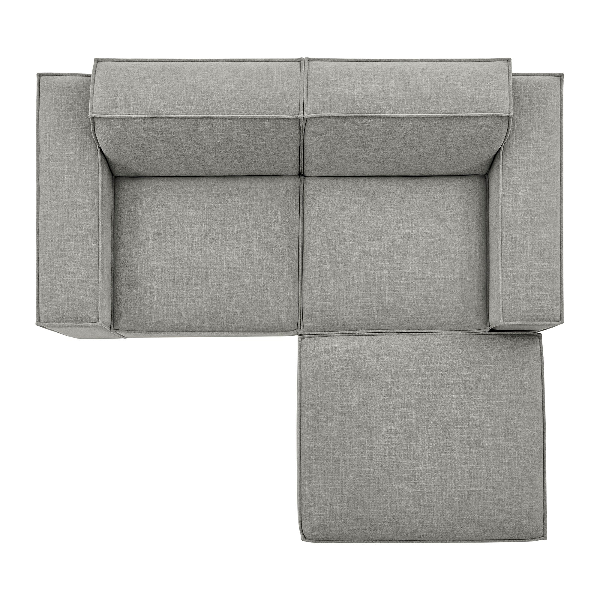 Restore 3-Piece Performance Fabric Upholstered Modular Loveseat with Ottoman - Pewter
