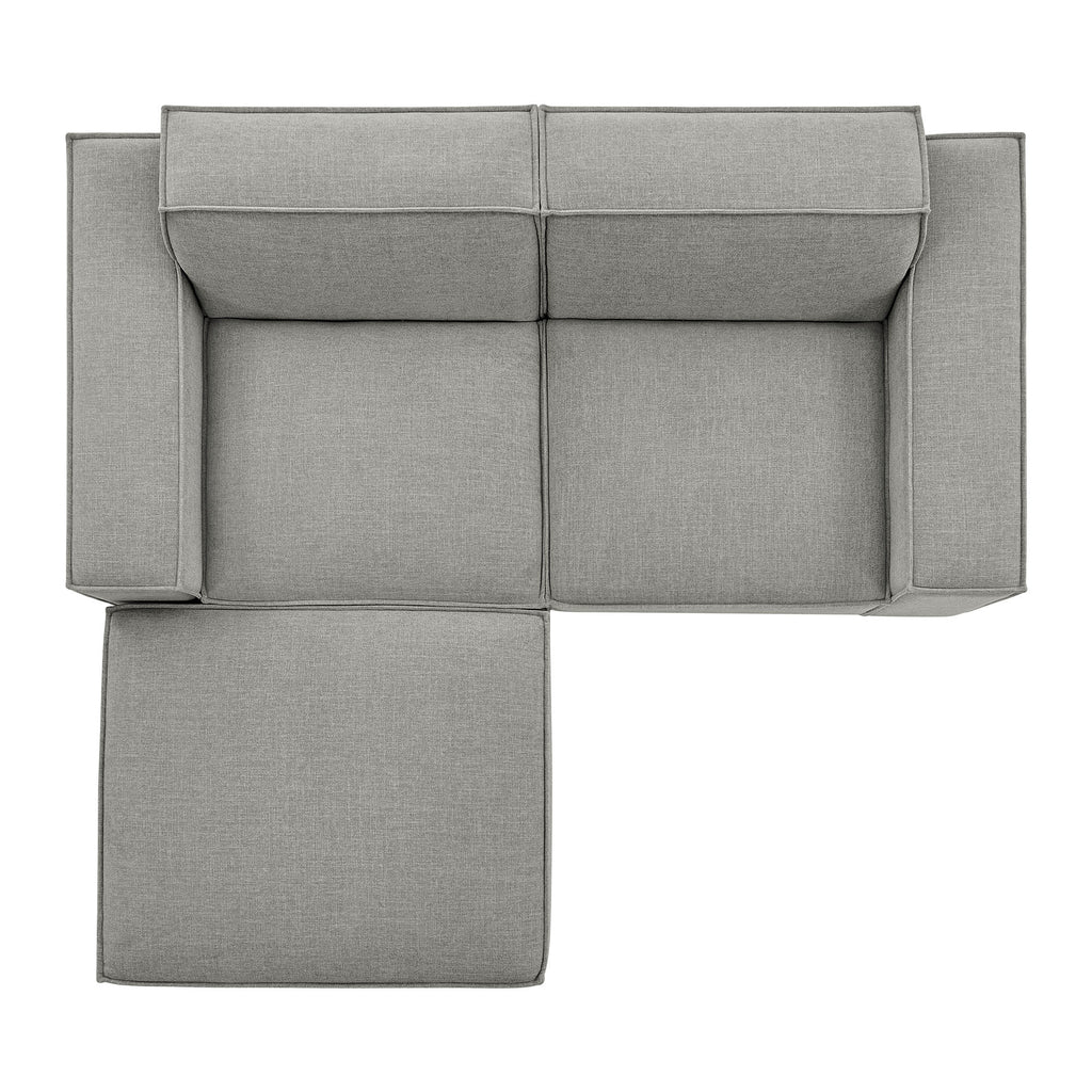Restore 3-Piece Performance Fabric Upholstered Modular Loveseat with Ottoman - Pewter