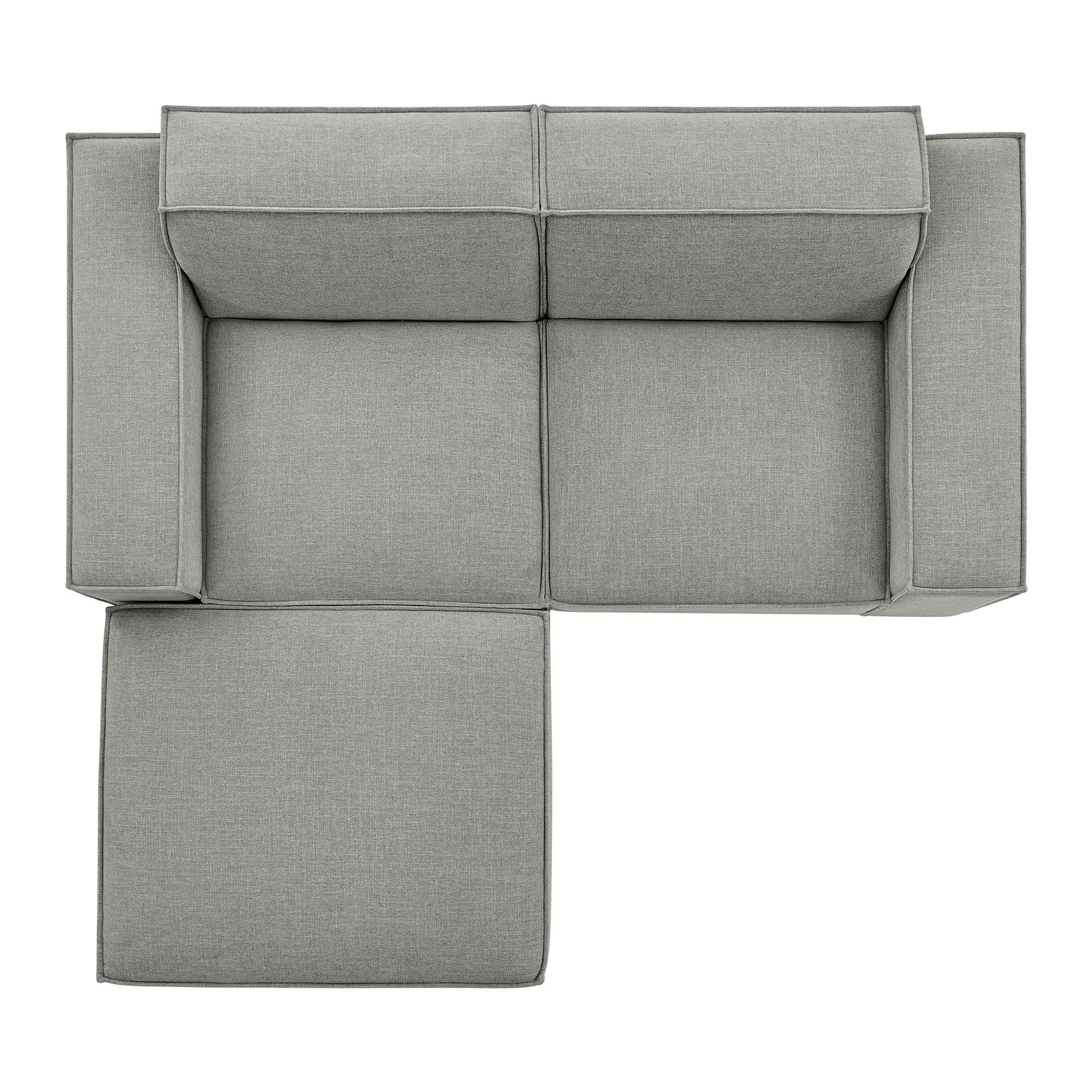 Restore 3-Piece Performance Fabric Upholstered Modular Loveseat with Ottoman - Pewter