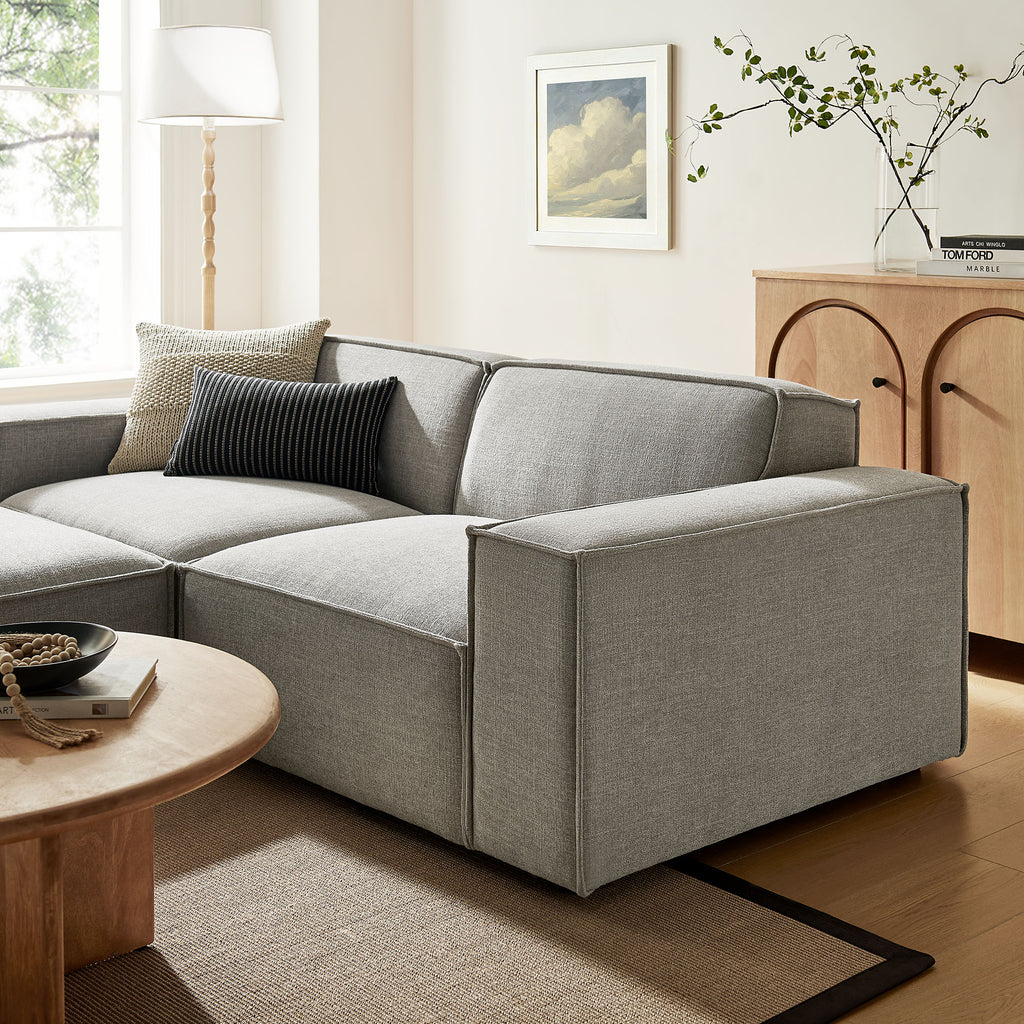 Restore 3-Piece Performance Fabric Upholstered Modular Loveseat with Ottoman - Pewter