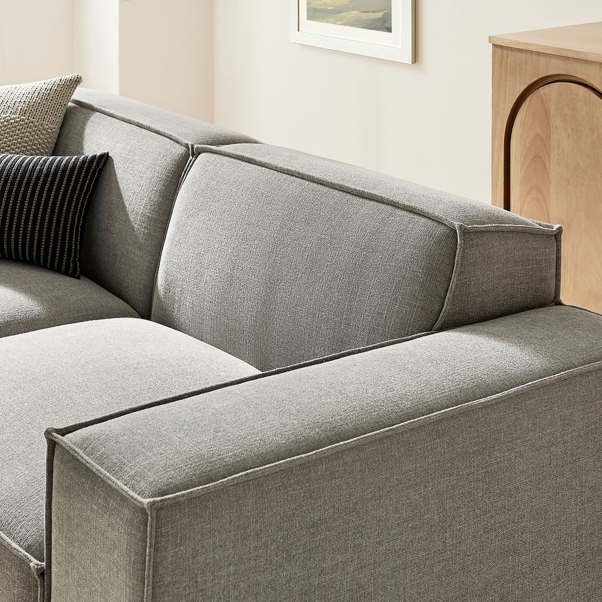 Restore 3-Piece Performance Fabric Upholstered Modular Loveseat with Ottoman - Pewter