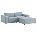 Restore 3-Piece Performance Fabric Upholstered Modular Loveseat with Ottoman - Sky