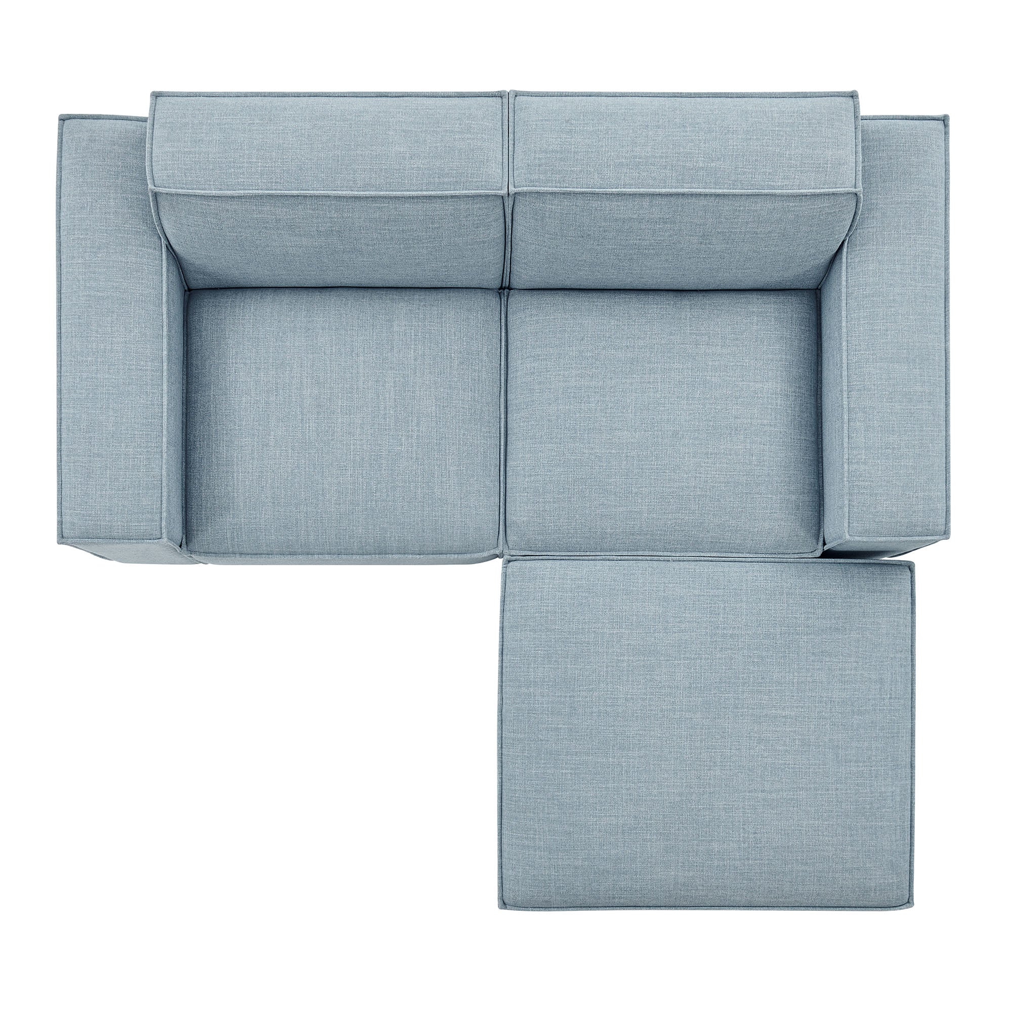 Restore 3-Piece Performance Fabric Upholstered Modular Loveseat with Ottoman - Sky
