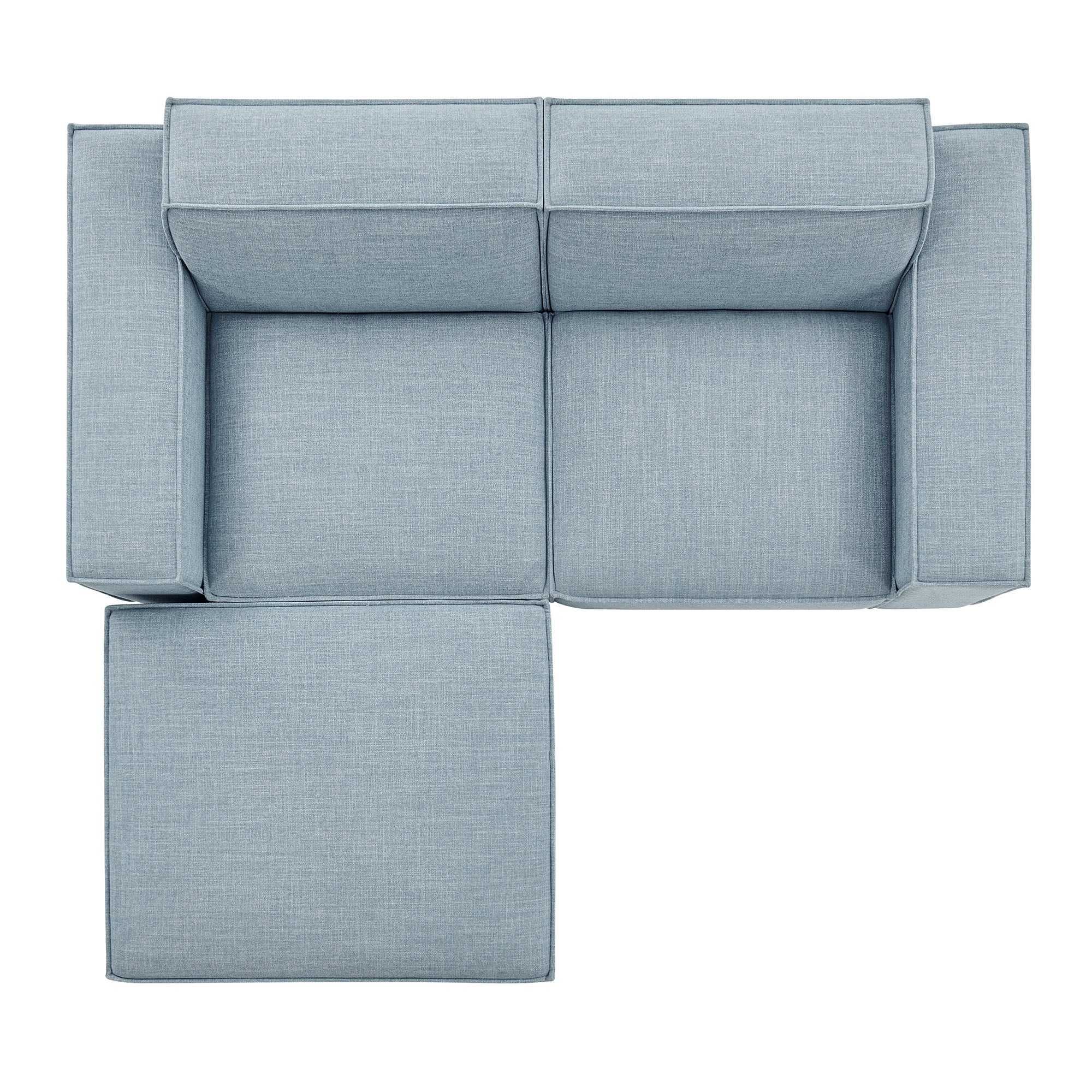 Restore 3-Piece Performance Fabric Upholstered Modular Loveseat with Ottoman - Sky
