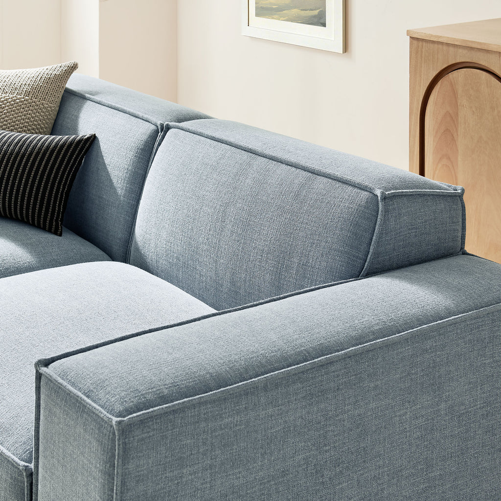 Restore 3-Piece Performance Fabric Upholstered Modular Loveseat with Ottoman - Sky