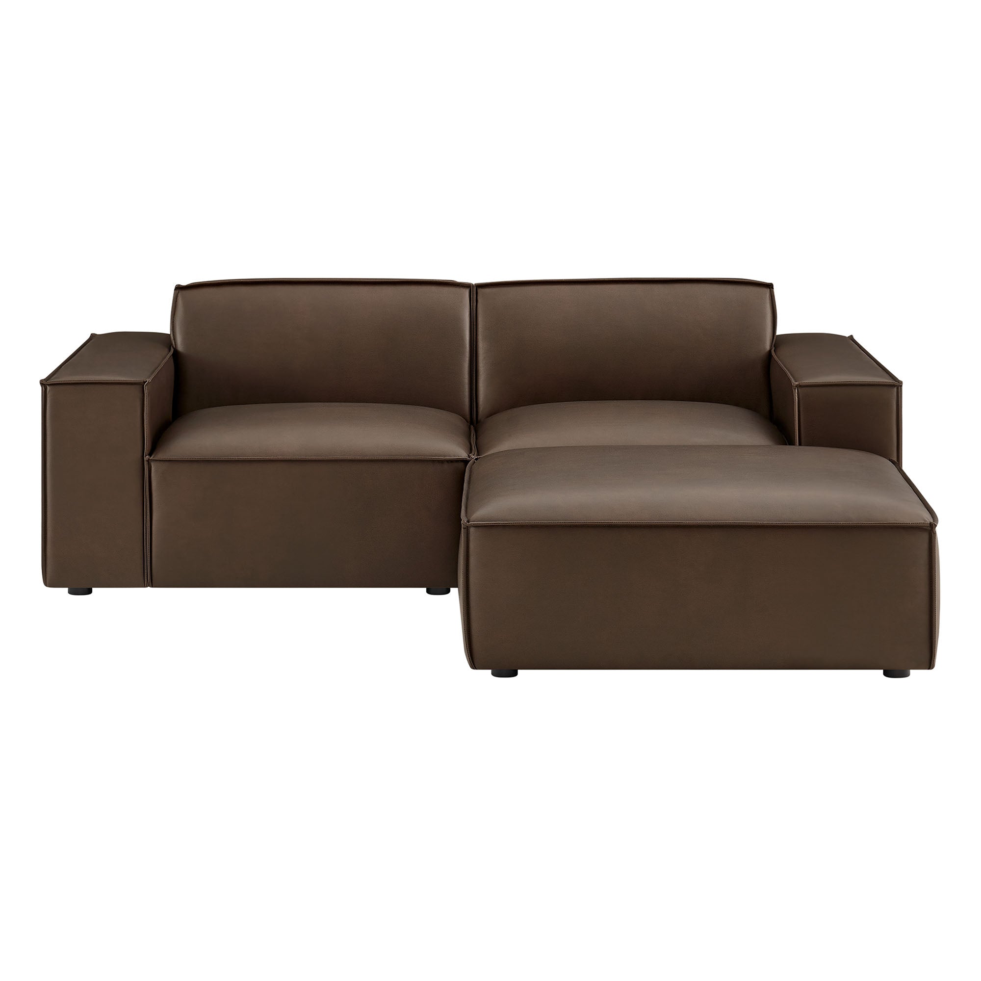 Restore 3-Piece Vegan Leather Modular Loveseat with Ottoman - Espresso
