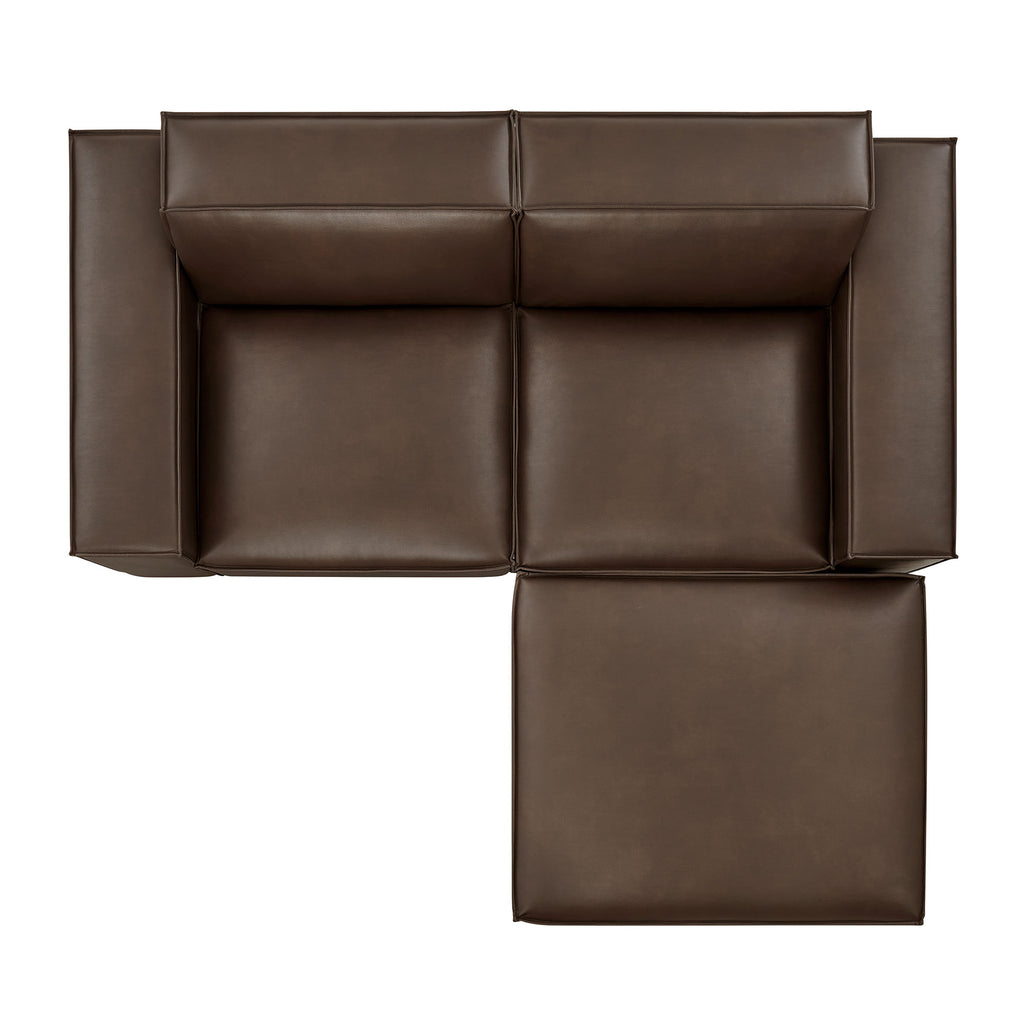 Restore 3-Piece Vegan Leather Modular Loveseat with Ottoman - Espresso