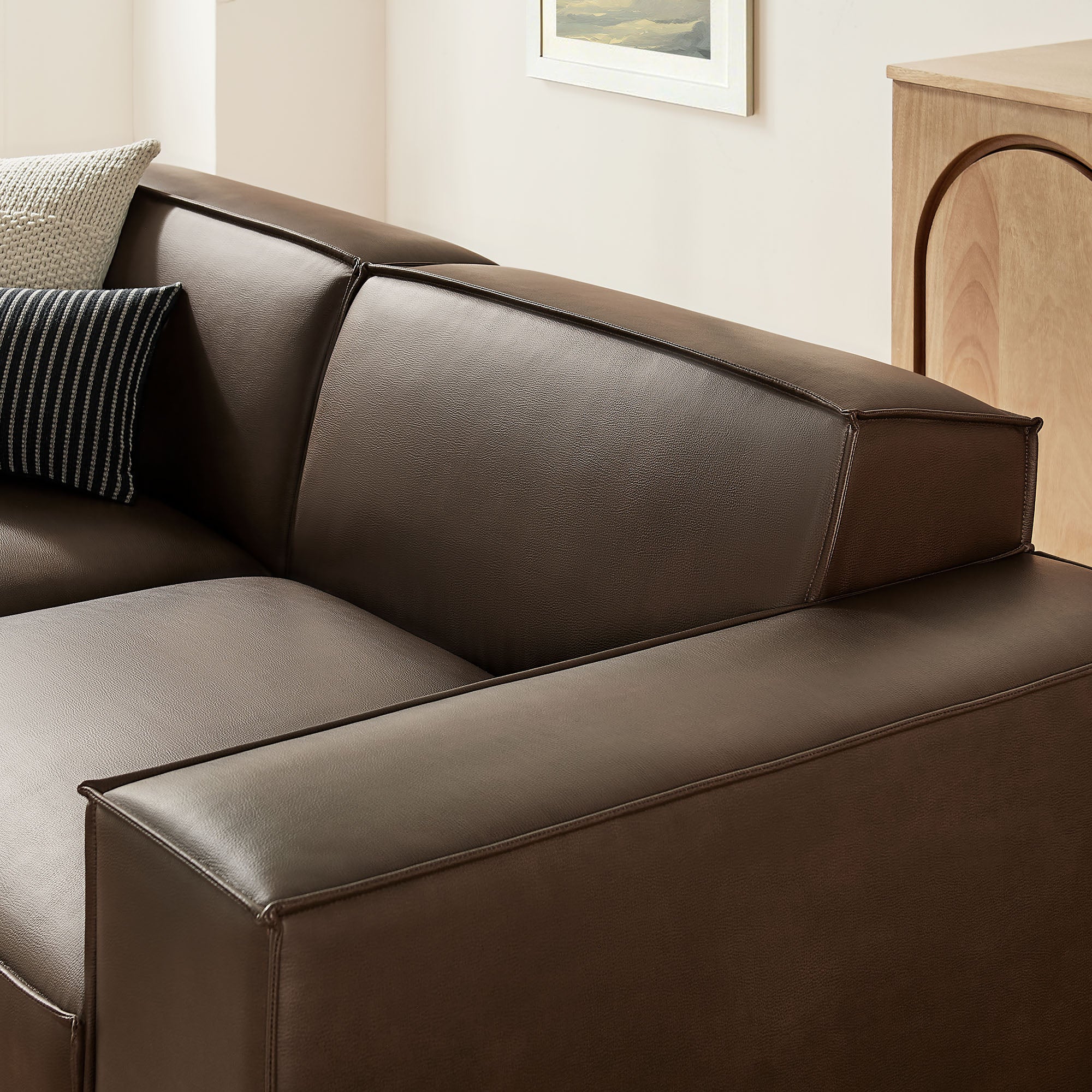 Restore 3-Piece Vegan Leather Modular Loveseat with Ottoman - Espresso