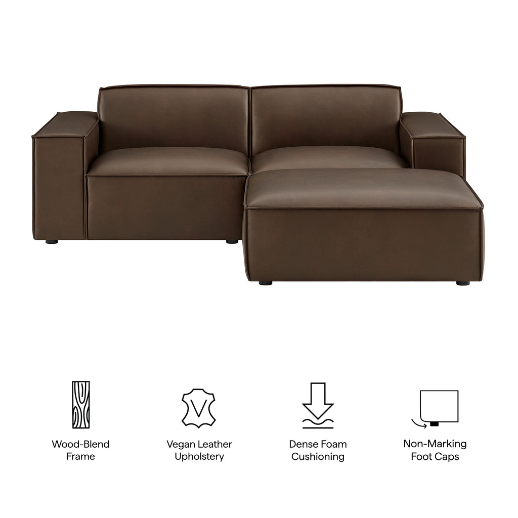 Restore 3-Piece Vegan Leather Modular Loveseat with Ottoman - Espresso