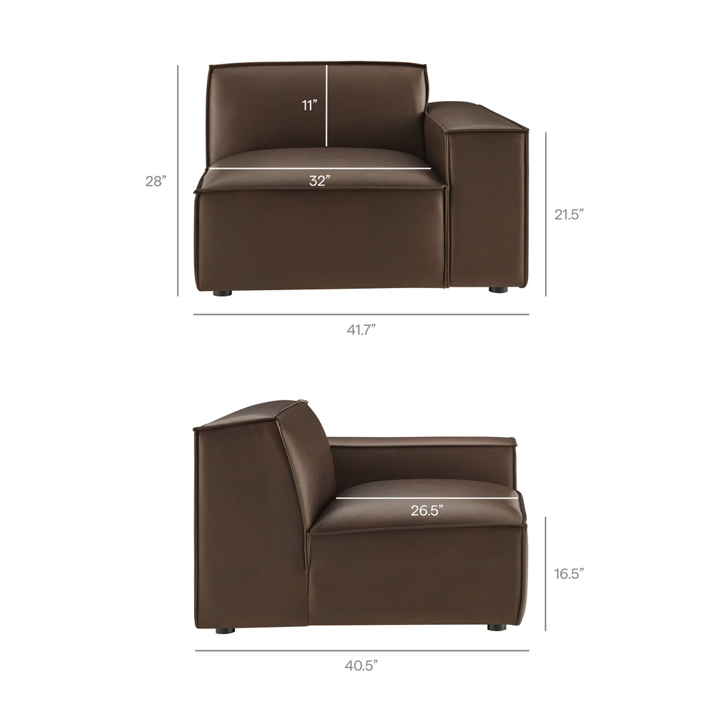 Restore 3-Piece Vegan Leather Modular Loveseat with Ottoman - Espresso