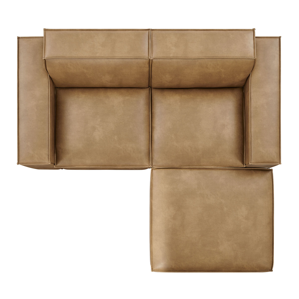 Restore 3-Piece Vegan Leather Modular Loveseat with Ottoman - Toast