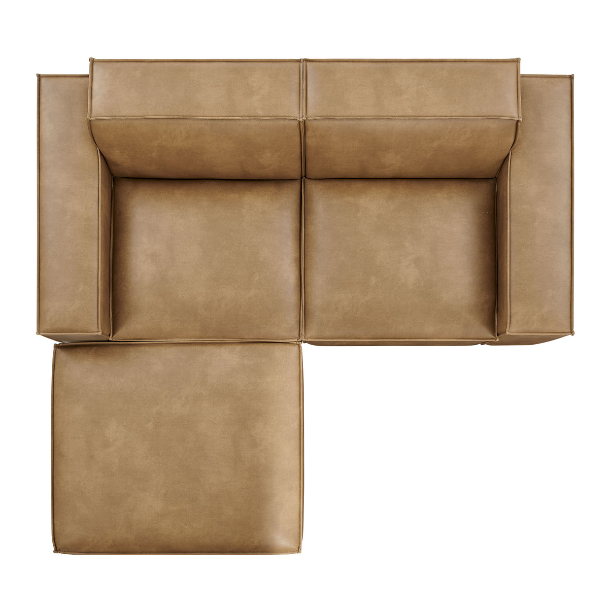 Restore 3-Piece Vegan Leather Modular Loveseat with Ottoman - Toast