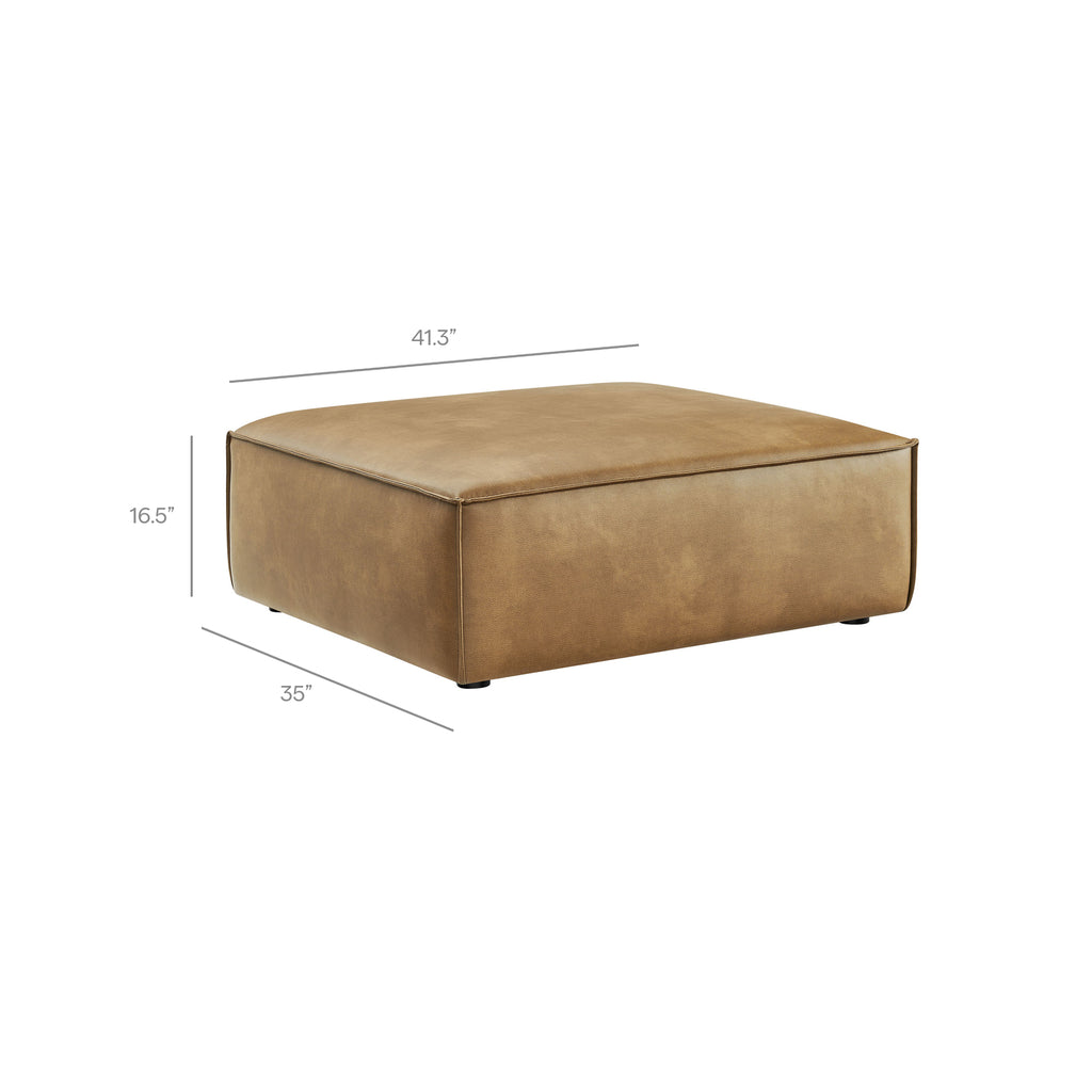 Restore 3-Piece Vegan Leather Modular Loveseat with Ottoman - Toast