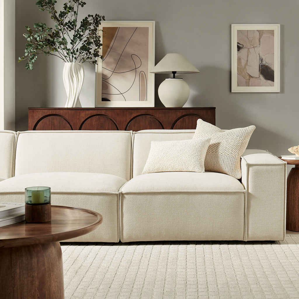 Restore 3-Piece Performance Fabric Upholstered Modular Sofa Set - Ecru