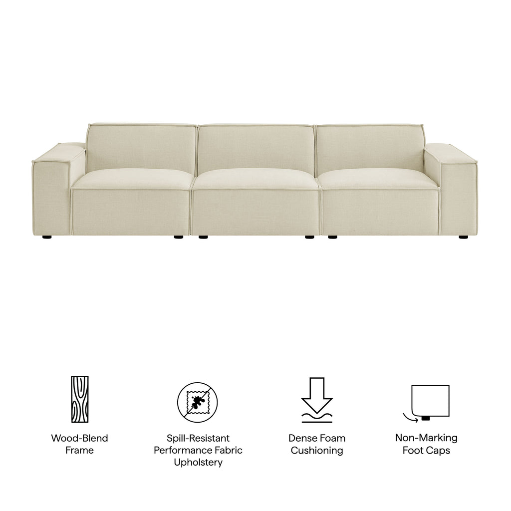 Restore 3-Piece Performance Fabric Upholstered Modular Sofa Set - Ecru