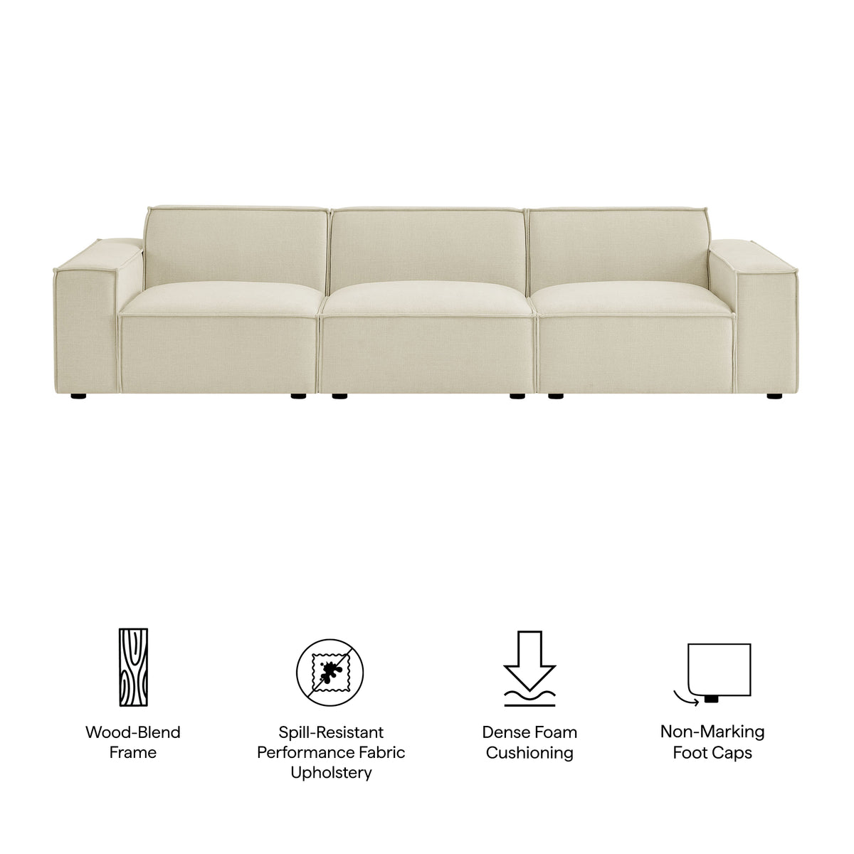 Restore 3-Piece Performance Fabric Upholstered Modular Sofa Set - Ecru