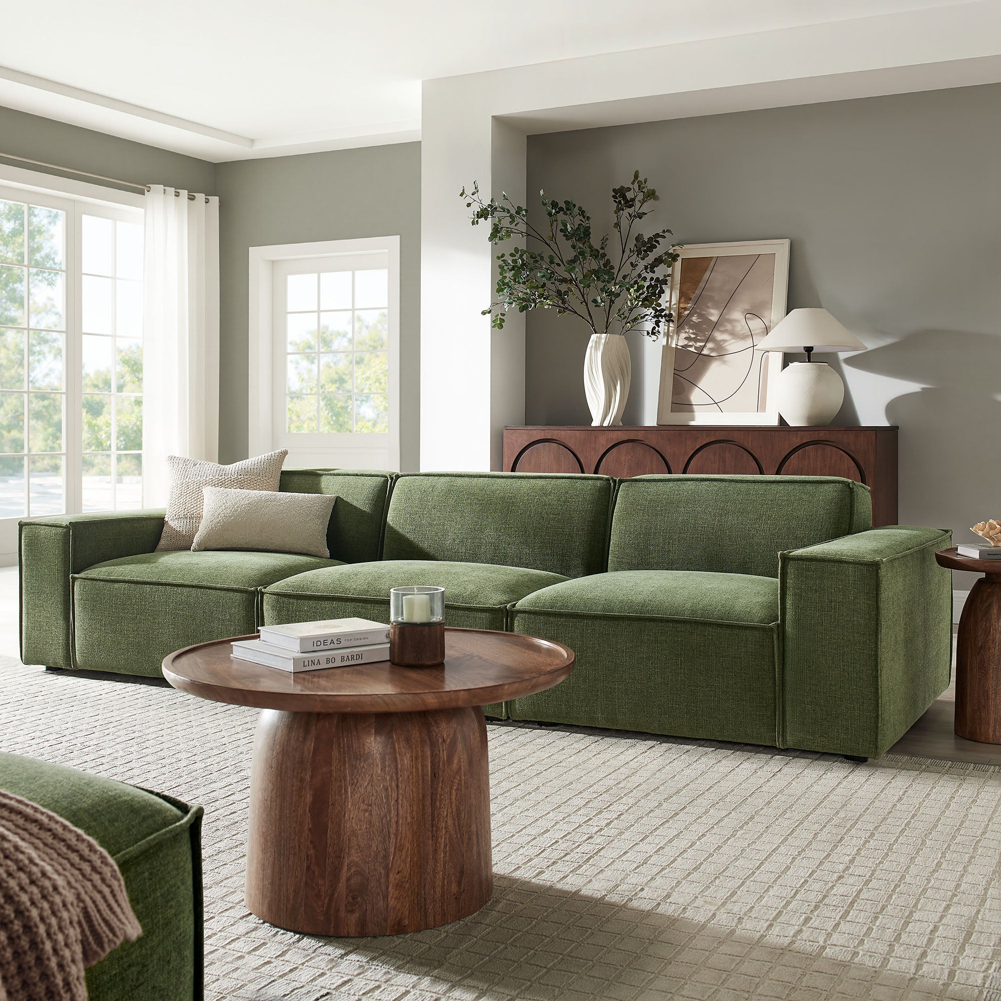 Restore 3-Piece Performance Fabric Upholstered Modular Sofa Set - Foliage