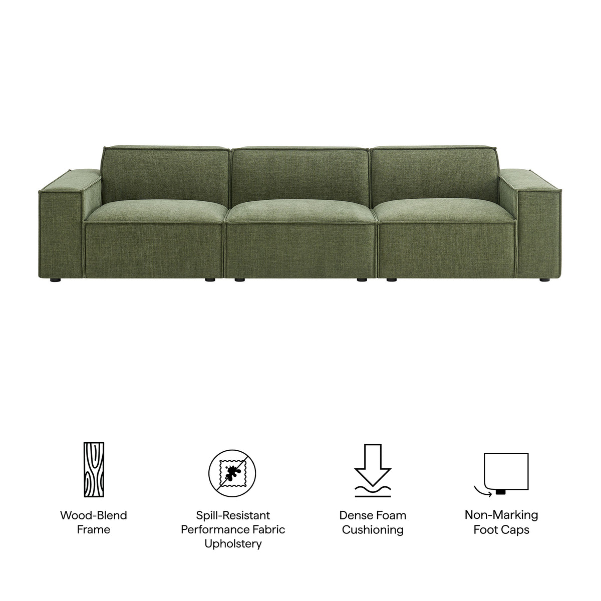 Restore 3-Piece Performance Fabric Upholstered Modular Sofa Set - Foliage